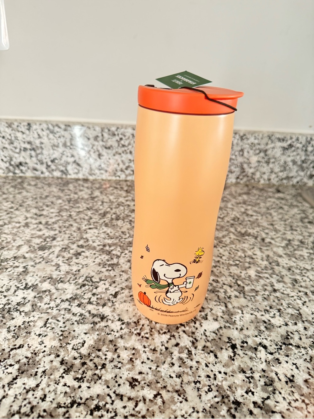 Starbucks Orange Snoopy & Woodstock Travel Tumbler
